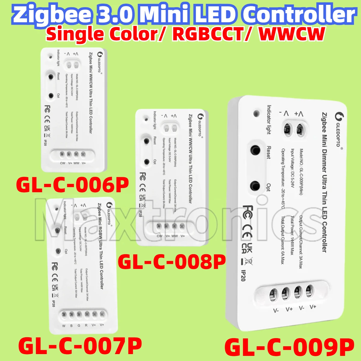 Gledopto Zigbee 3.0 Ultradünner Mini-LED-Controller Alexa Voice APP-Controller für einfarbige/RGBCCT/WWCW/LED-Streifenlichter Image