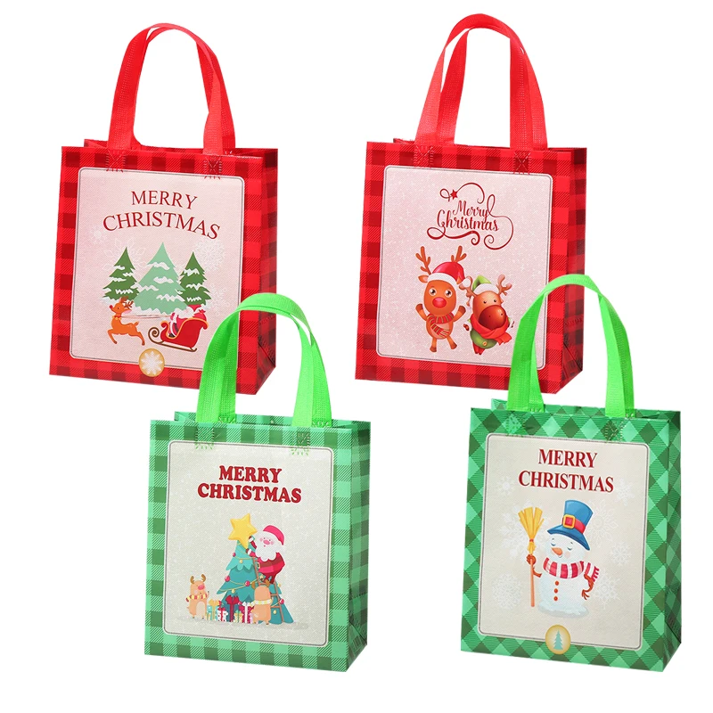 3 stücke Frohe Weihnachten Baum Schneemann Elch Santa Claus Tuch Geschenk Verpackung Süßigkeiten Taschen Box Weihnachten Weihnachten Neue Jahr Party Dekoration Image
