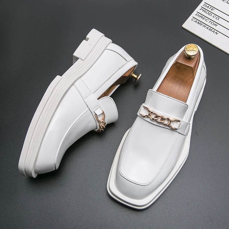Männlichen Luxus weiße Müßiggänger Schuhe Leder Schuh Männer Plattform Retro Business Arbeit Schuhe Frühling Herbst Derby Schuhe Low Top Mann casual
