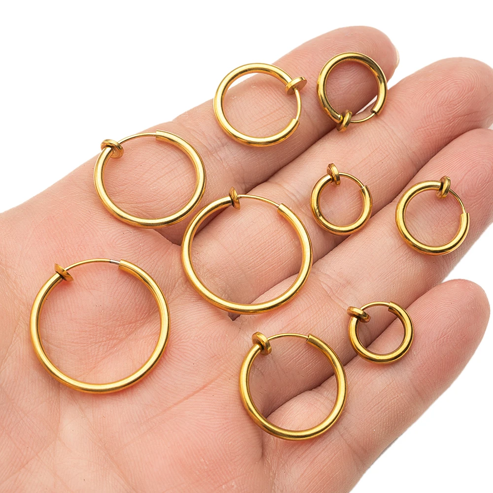 10 Stücke Edelstahl Ohne Ohrlöcher Clip Hoops Ohne Bohren Ohrring Für Ohrring Lippenring Gefälschte Knorpel Ohrringe Schmuck Image