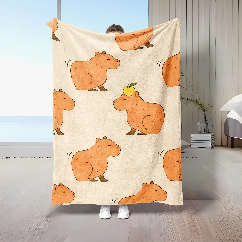 Überwurf HD-gedruckte süße Capybara, geschnittene Tieredecke, dünne Flanelldecke. Verwendung für Sofa, Betten, Wohnzimmer, Reise-Picknickdecke Image
