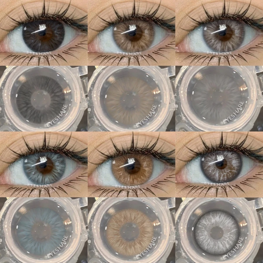 EYESHARE1 Paar farbige Kontaktlinsen für die Augen, natürliche Optik, braune Augenlinsen, graue Kontaktlinsen, schwarzes Augen-Make-up Image