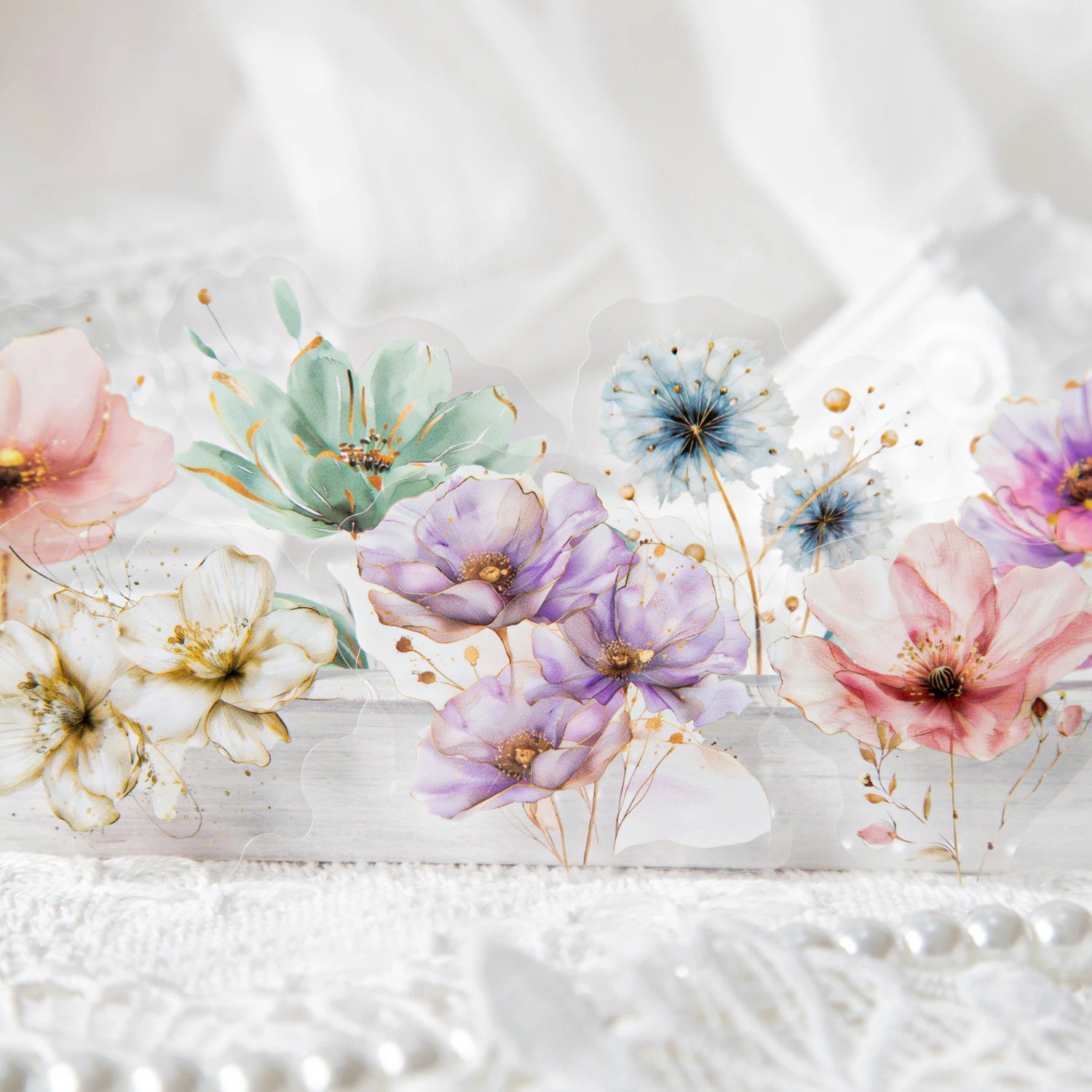 Flower Story Serie Vintage Aquarell Blumenlandschaft PET Aufkleber Kreatives DIY Journal Material Collage Scrapbook Briefpapier Image