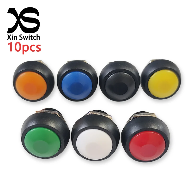 10PCS PBS-33B Kreisförmige Selbst Zurücksetzen Wasserdicht Power-Taste Schalter Ohne Schloss Kupfer Mutter Flammschutzmittel Shell Öffnung 12mm Image