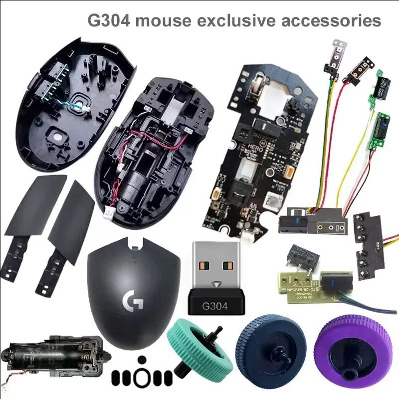 Kompatibel Für G304 drahtlose maus mainboard empfänger micro-movement board batterie abdeckung taste obere shell rolle zubehör Image