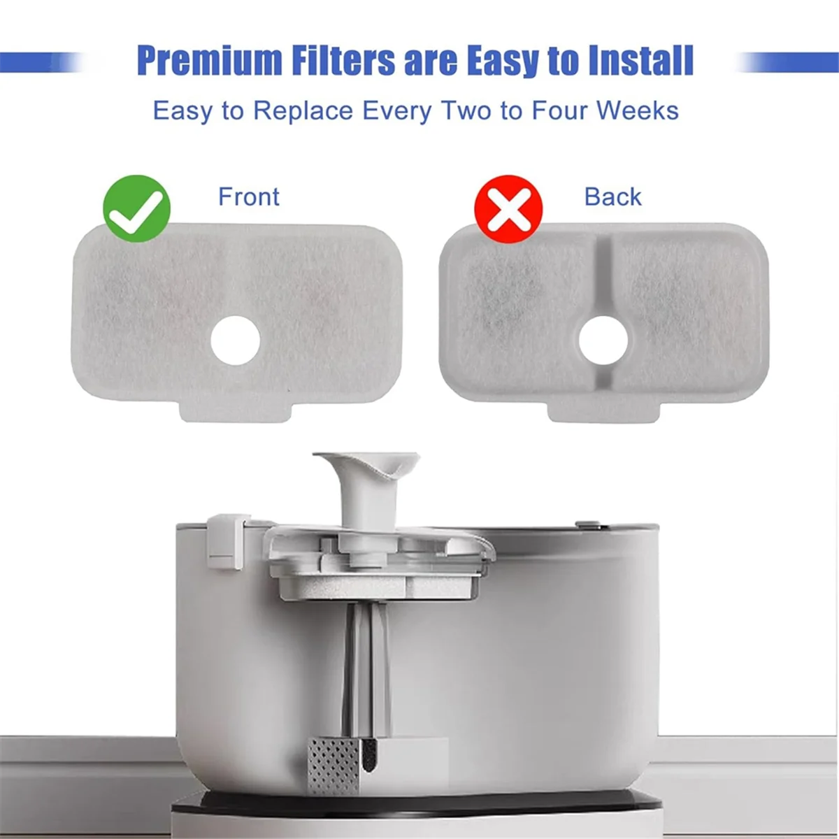 Katzen-Wasserbrunnen-Ersatzfilter für PETLIBRO PLWF105/PLWF115/PLWF005 Haustier-Wasserbrunnen mit dreifacher Filtration HGC Image