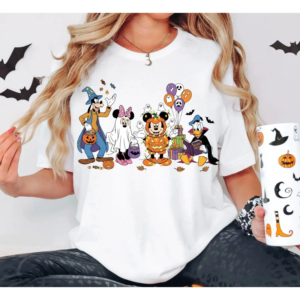 Halloween Disney Mickey 2025, Herren- und Damen-Sommer-T-Shirt, Familien-Eltern-Kind-Outfit, Junge, Mädchen, lässig, Unisex, übergroß, kurze Ärmel Image