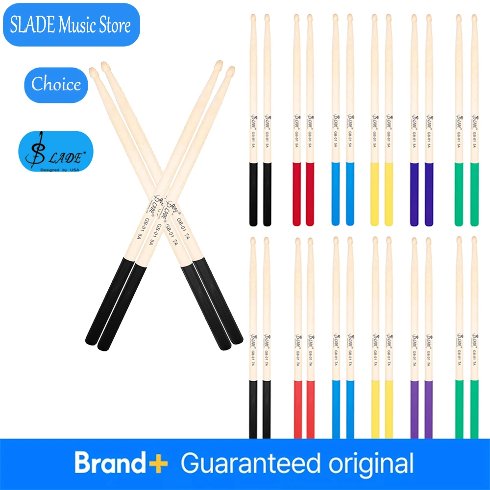 SLADE 5A/7A Drumsticks aus Ahorn Mehrfarbige Trommelstöcke Professionelles Percussion-Musikinstrument-Zubehör Image