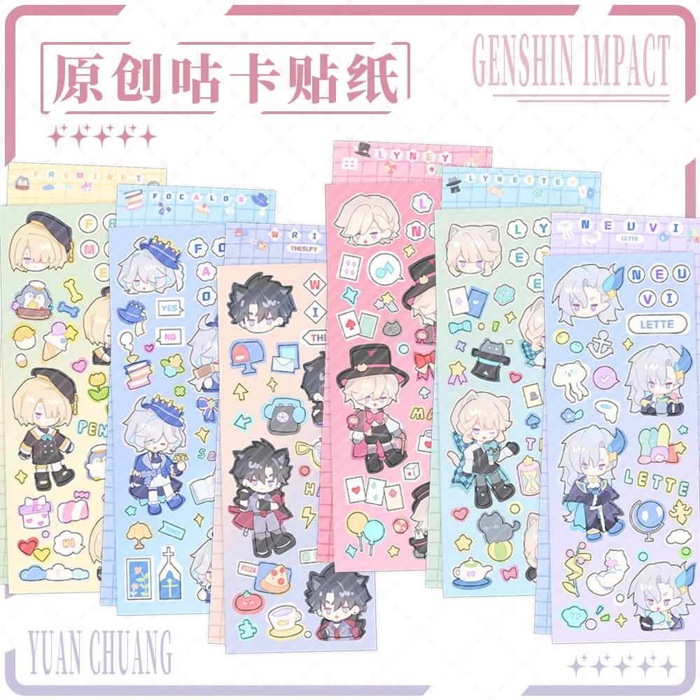 Genshin Impact Fontaine Cosplay Neuvillette Aufkleber Niedliche Aufkleber Cartoon Aufkleber Laptop Telefon Koffer Gitarre Skateboard Auto Stick Image