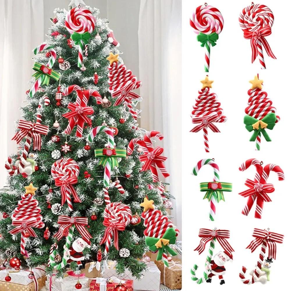 Weihnachts baum Dekoration Ornament weichen Ton Lutscher rot weiß Zuckers tange Weihnachts baum Anhänger Weihnachten nach Hause Neujahr Geschenk Image