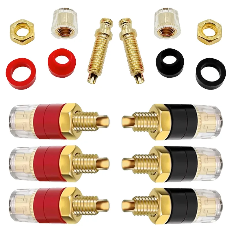 4mm Bananenstecker Buchse vergoldetes Messing Binding Post HIFI Audio Lautsprecher Verstärker Terminal Stecker mit transparenter Schale Image