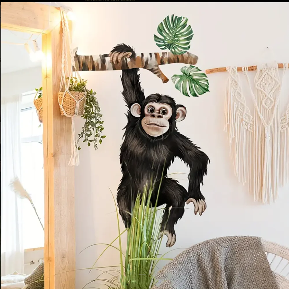Verspielte Orang-Utan Klettern Zweige Wandaufkleber Aufkleber Affe Baum Dschungel Tier Wandtattoos Schlafzimmer Wohnzimmer Home Decor