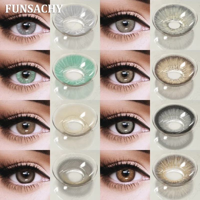 FUNSACHY 1 Paar natürliche farbige Kontaktlinsen für Augen, braun/grau, modische Linse, schöne Pupillen für Damen und Herren, Kosmetiklinsen Image