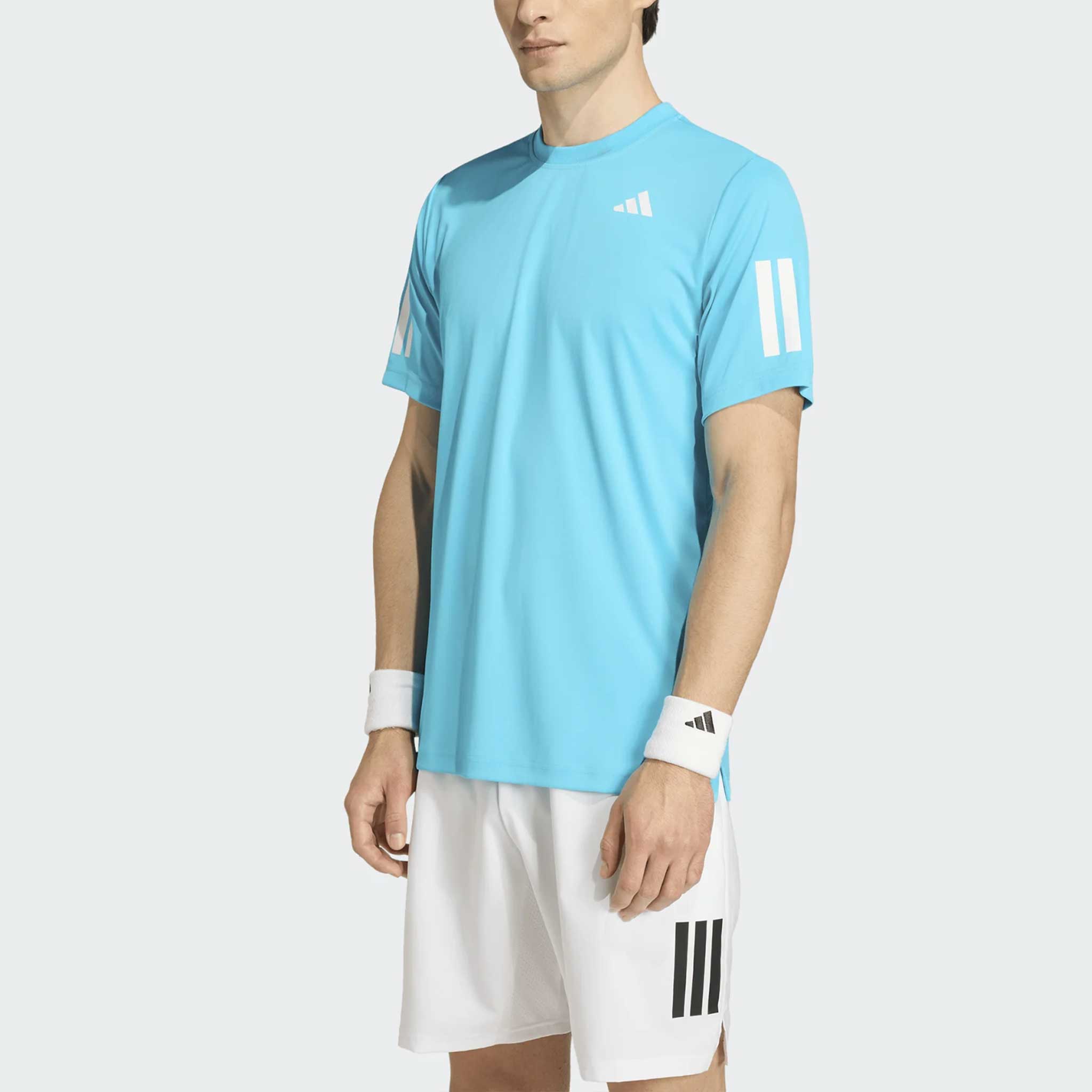 adidas Club 3-Stripe Tee 2025 Men's Tennis Apparel Signal Cyan