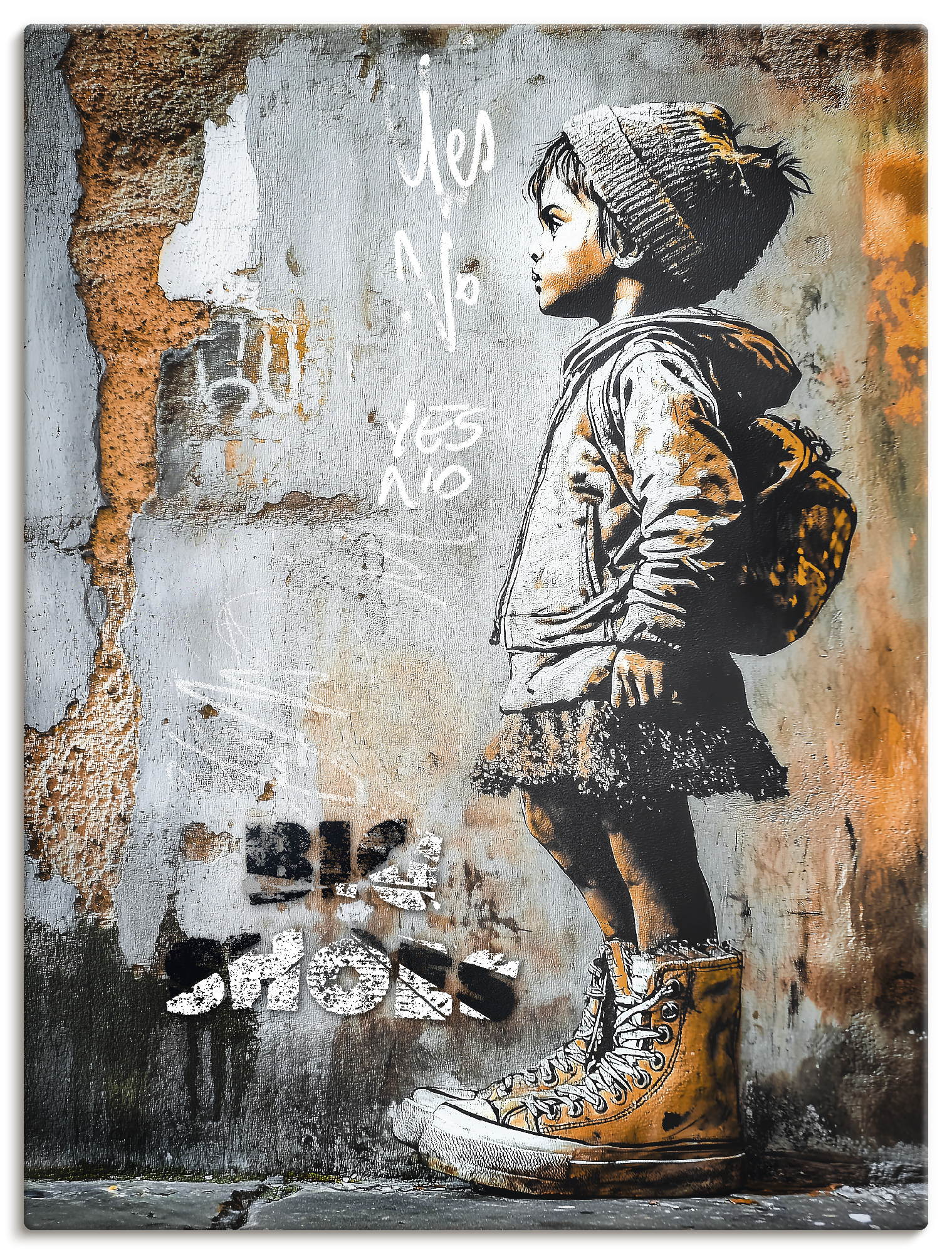 Wandbild ARTLAND "Große Schuhe", farbe bild(er): grau, B:45cm H:60cm T:1,7cm, Bilder, als Alubild, Leinwandbild, Poster, Wandaufkleber in verschied. Größen