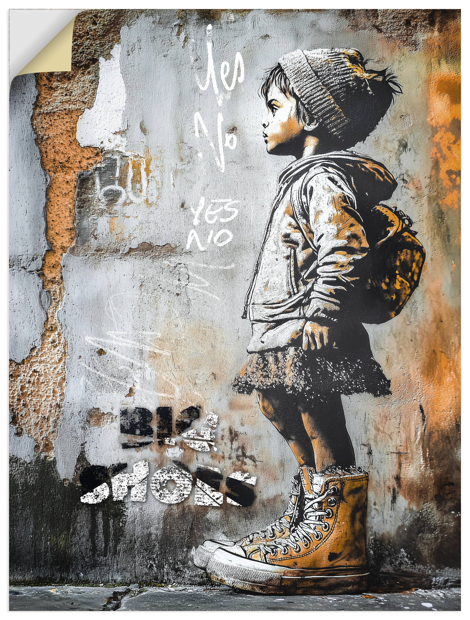 Wandbild ARTLAND "Große Schuhe", farbe bild(er): grau, B:90cm H:120cm T:0,1cm, Bilder, als Alubild, Leinwandbild, Poster, Wandaufkleber in verschied. Größen