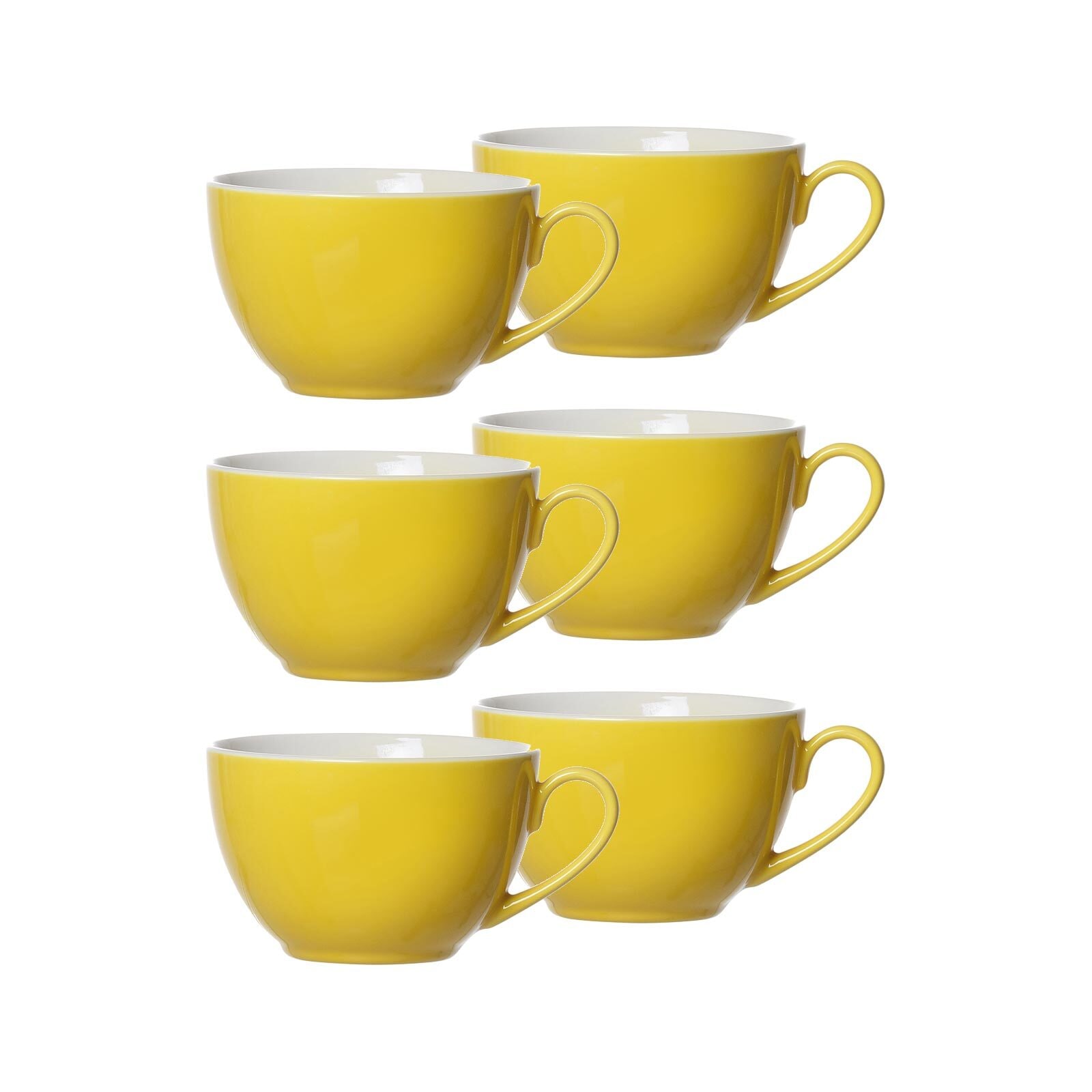 Tasse RITZENHOFF & BREKER "Kaffeetassen Doppio 200 ml 6er Set", gelb, Porzellan, Trinkgefäße, Tasse