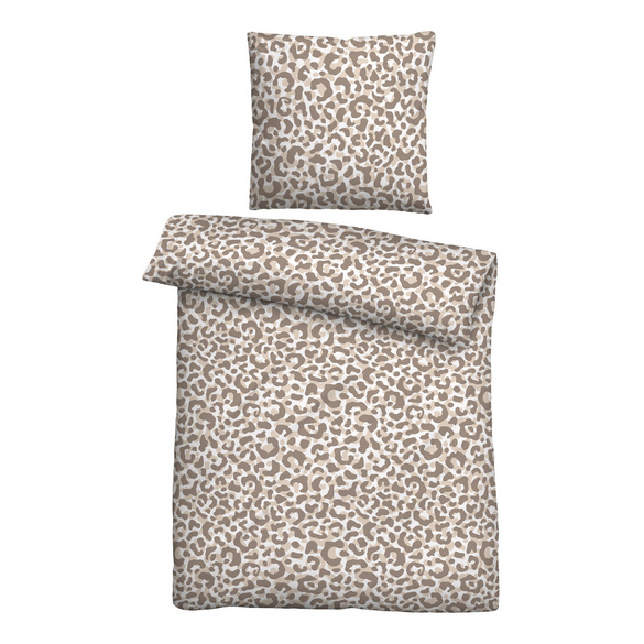 Castell Baumwoll Seersucker Bettwäsche Leo taupe, 1x 155x200 cm + 1x 80x80 cm Image