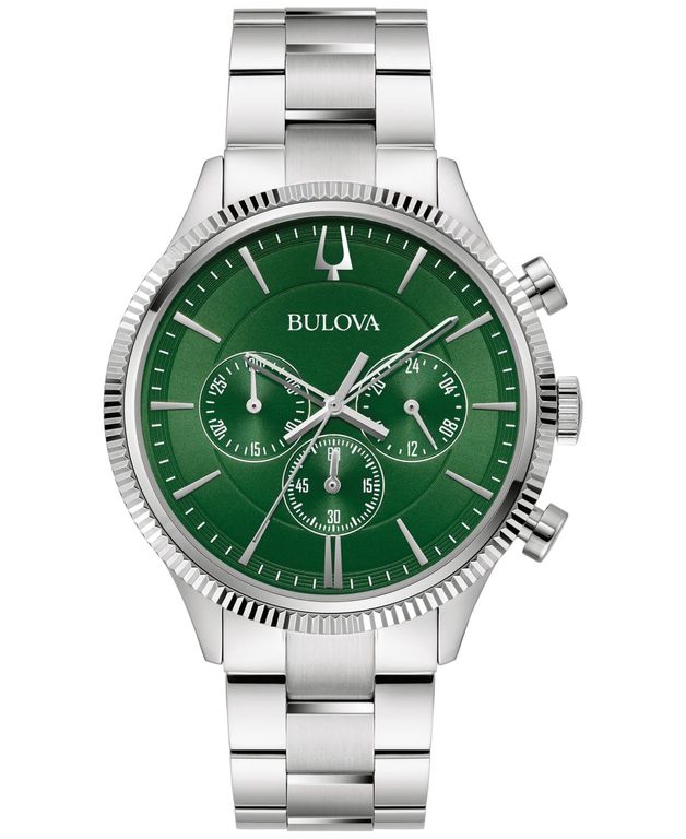 Chronograph Stainless Steel Bracelet Watch 42mm - Green - Bulova Watches