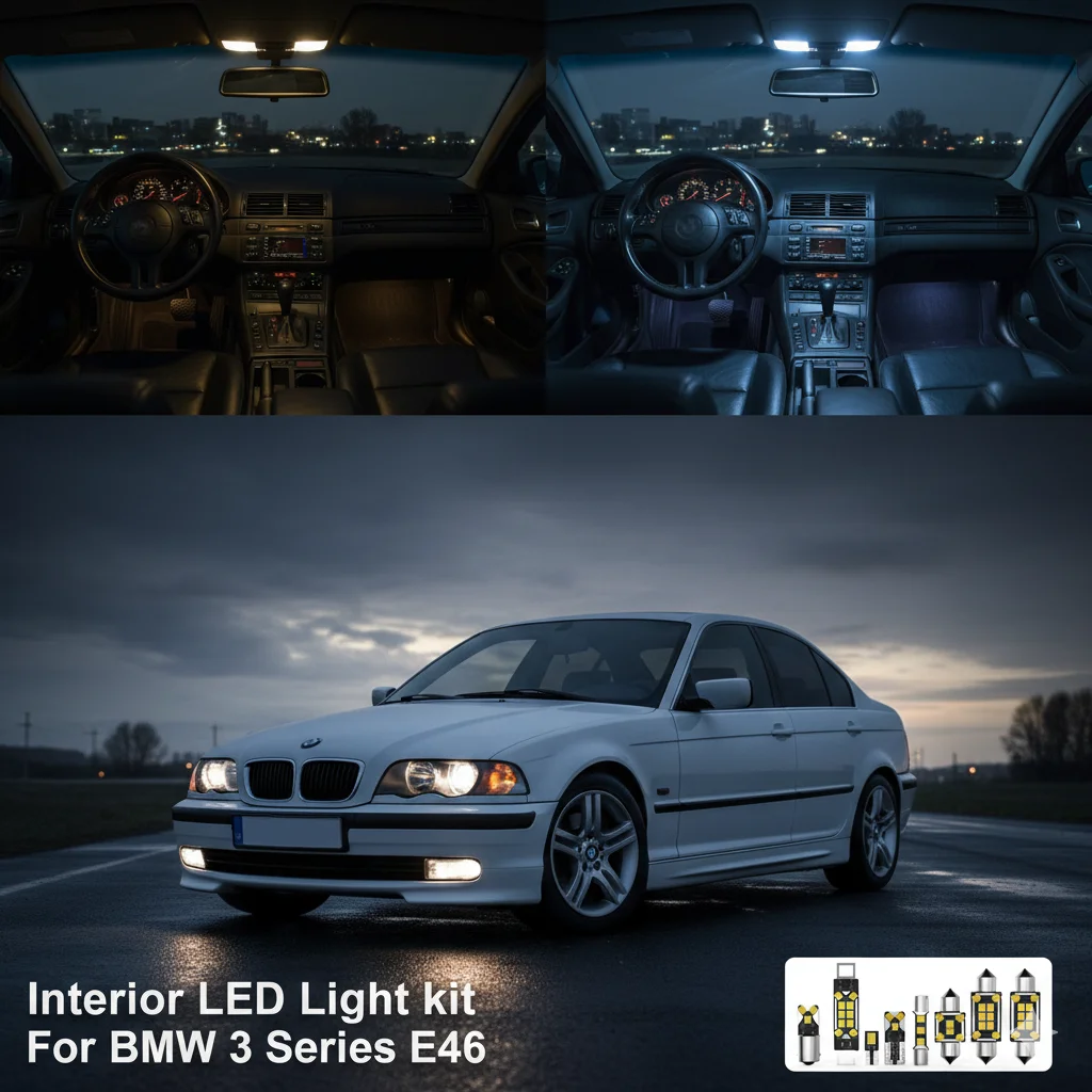 Pour BMW Série 3 E46 Berline Break Coupé Compacte 1999 2000 2001 2002 2003 2004 2005 Éclairage intérieur de voiture LED Blanc Canbus