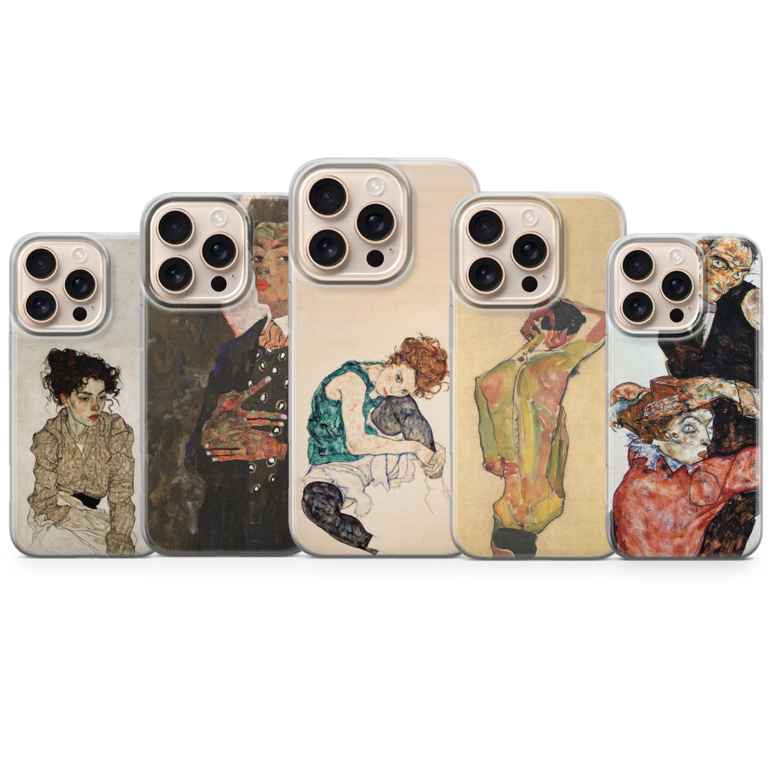 Custodia per telefono Egon Schiele - Cover artistica espressionista per iPhone 17 16 15 14 Pro Max, Samsung S25 S24 S23, Pixel 9