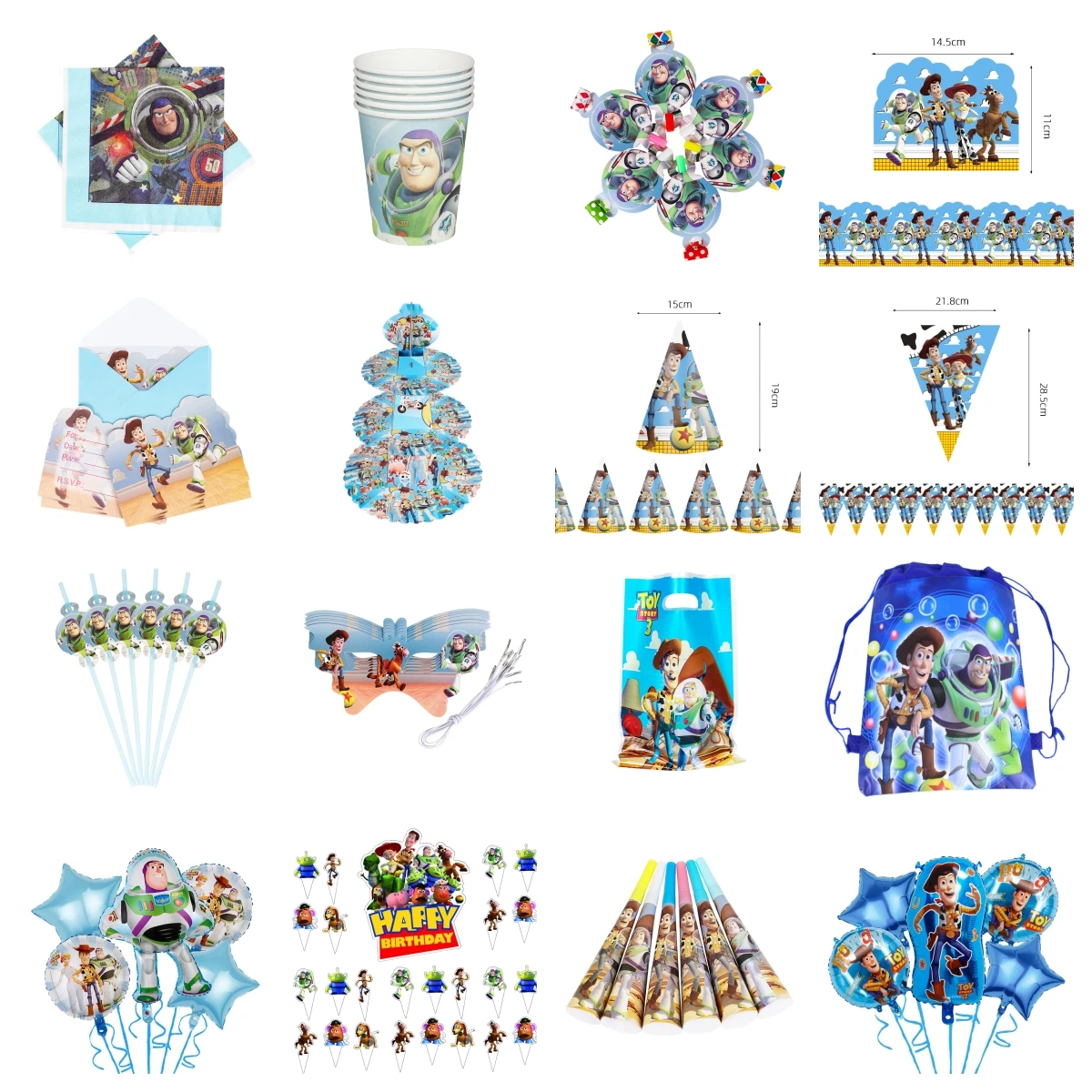 Toy Story Disney Cartoon-Thema, Cartoon-Partyartikel für Kindergeburtstage, Pappteller, Papierservietten, Tischdecke, Spielzeug-Party-Dekoration Image