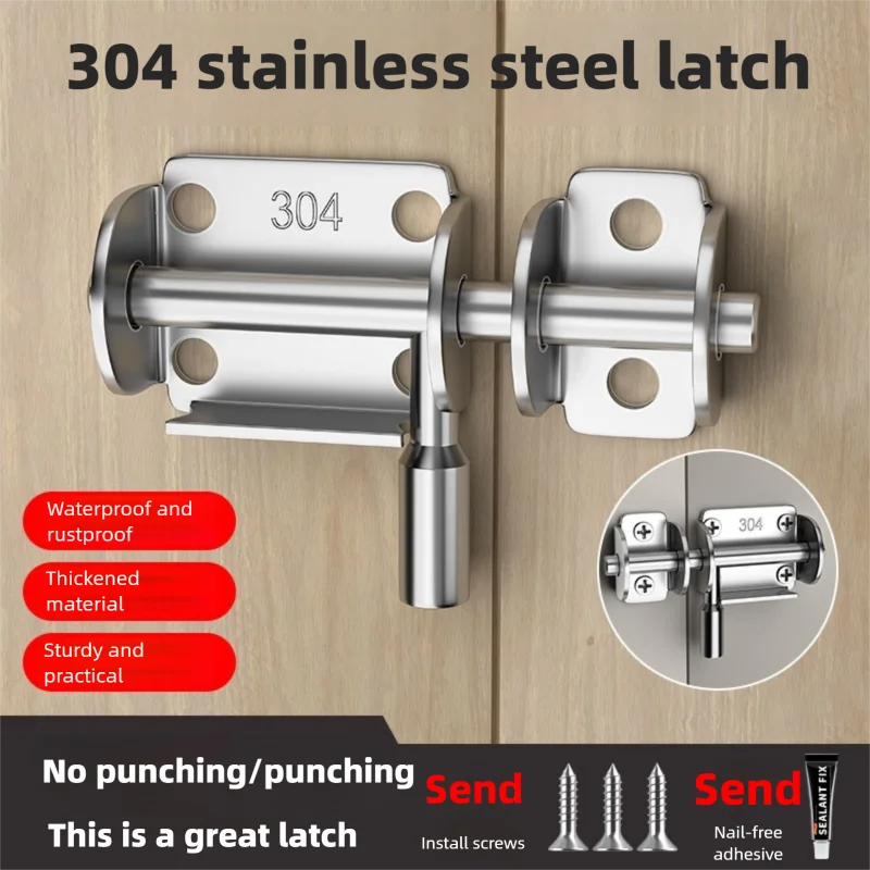 Edelstahl-Türriegel mit Massiven Schieberiegeln Sicherheitsschloss für Zuhause Tor- und Toilettenschloss Image