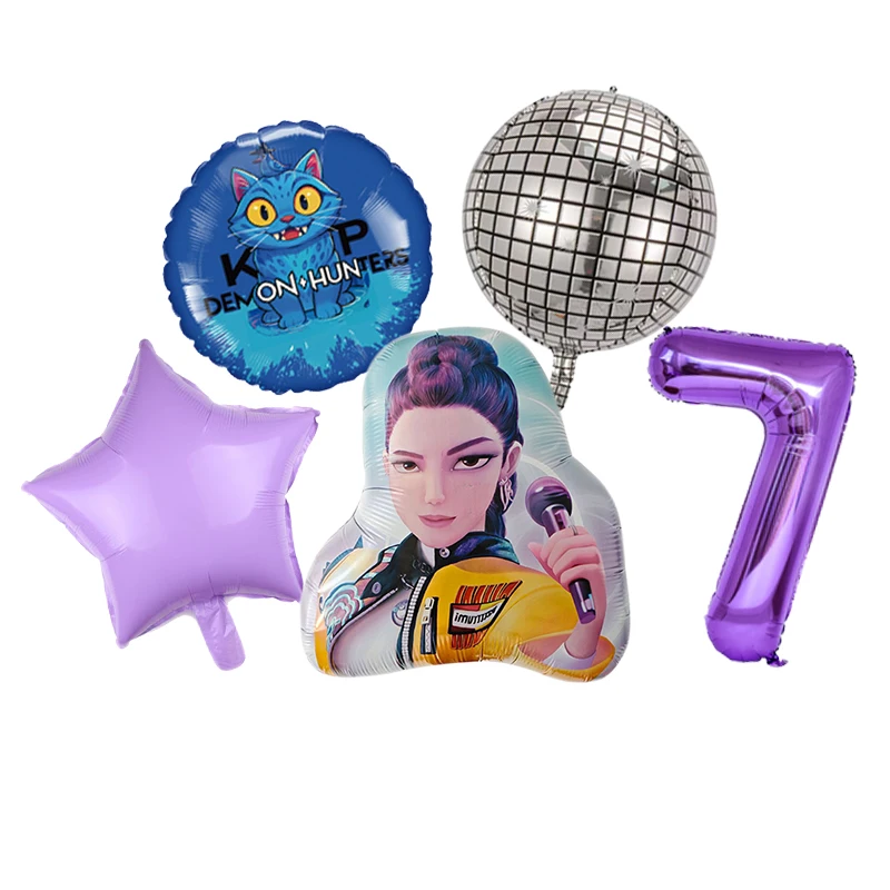 1 Set Kpop Dämonenjäger Themen-Folienballons Set Latexballons Kindergeburtstag Partydekoration Zahlenballons Spielzeug Geschenke Image