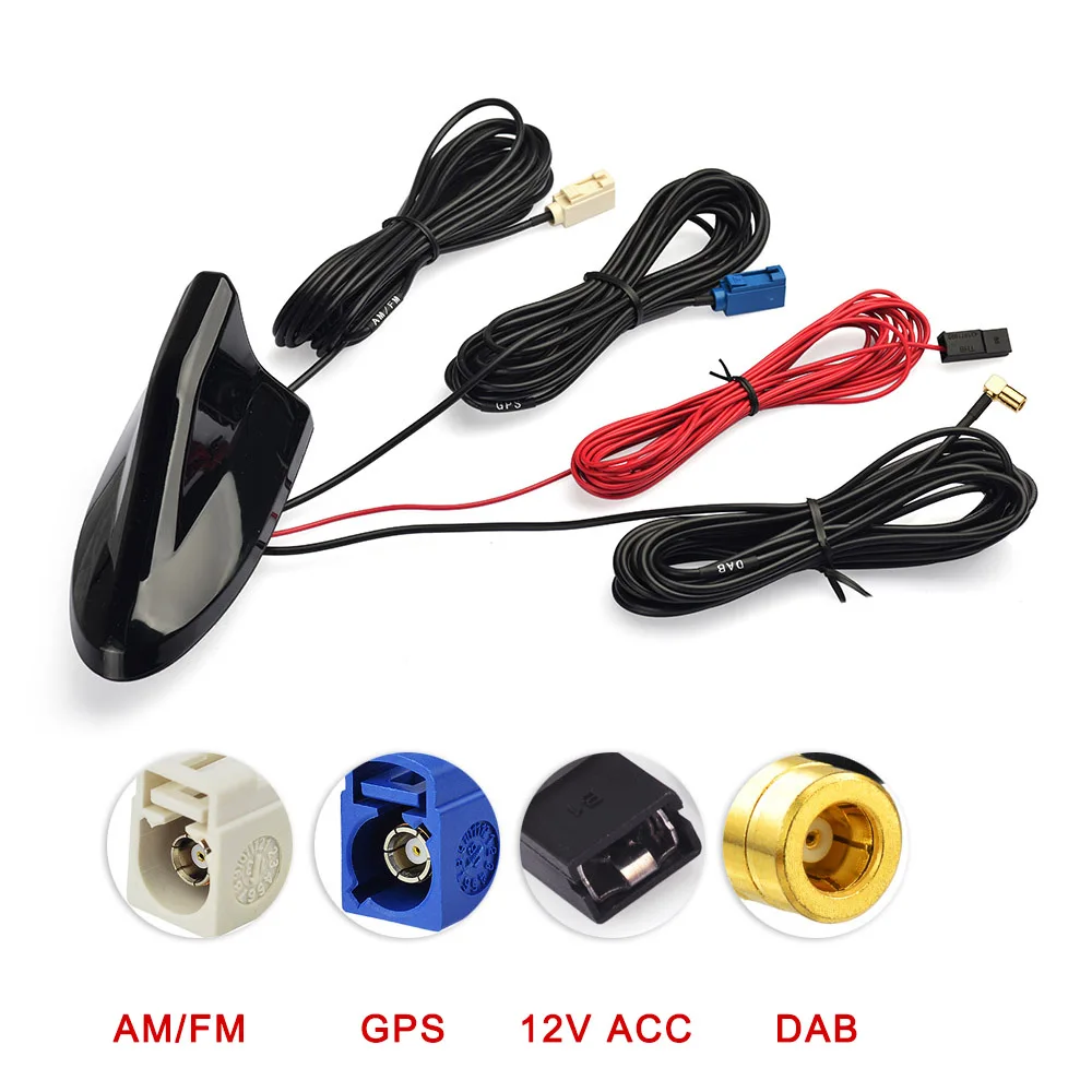 Superbat Multifunktionale Auto-Dachantenne in Haifischflossenform GPS+DAB+FM/AM Verstärkte Antenne Auto-Zubehör für Pioneer Image