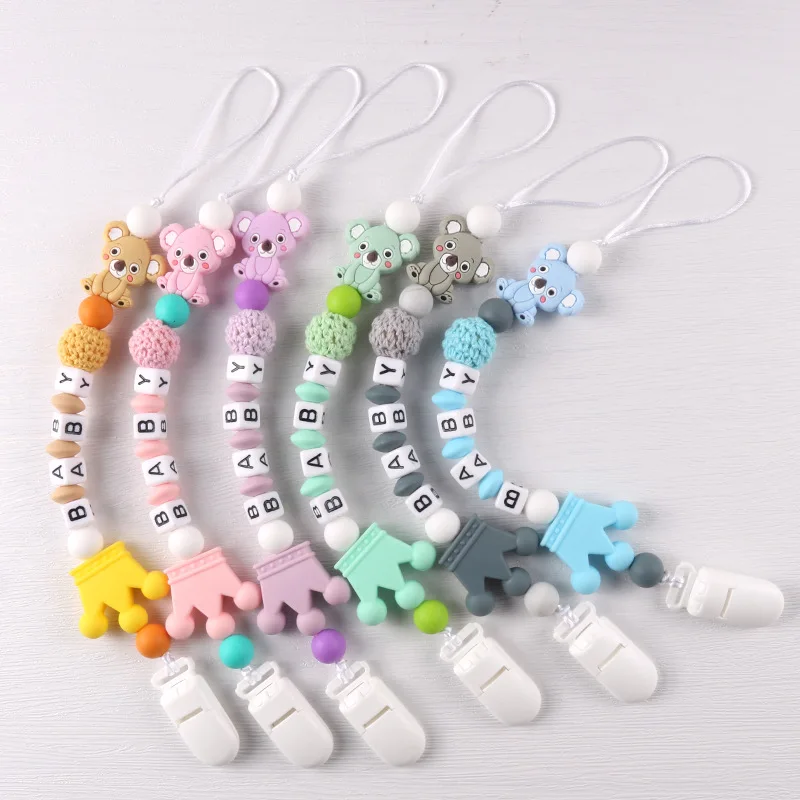 Baby Schnuller Clips Koala Schnuller Kette Halter für Baby Zahnen Schnuller Kauen Spielzeug Schnuller Clips Image