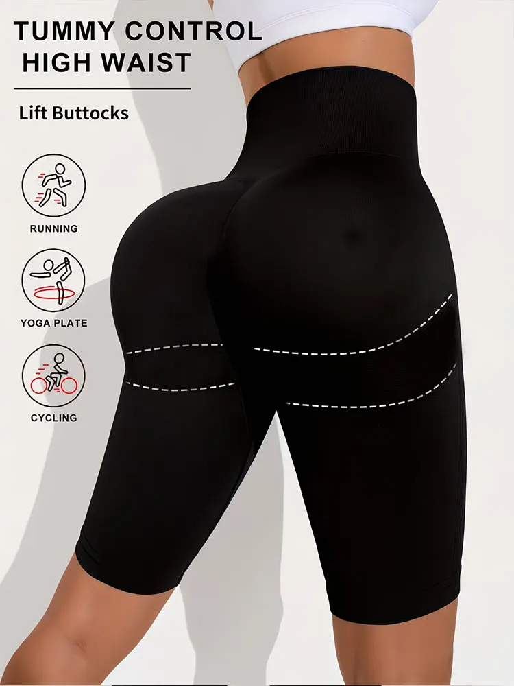Hochgeschnittene Athletische 5-Zoll-Shorts mit Bauchkontrolle und Po-Lifting-Effekt, Yoga-Basisschicht-Leggings, Outdoor-Lauf- und Fitness-Bekleidung mit Stretch-Eigenschaften Image
