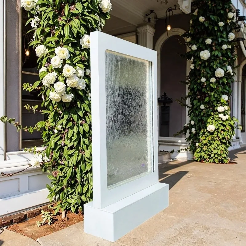 Event-Willkommensschild Wasserfall-Hintergrund Spiegel-Wasserbrunnen für Hochzeiten Image