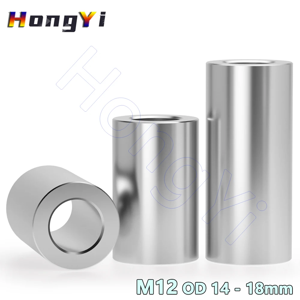 M12 304-Abstandshalter aus Edelstahl ohne Gewinde, Unterlegscheibe, runder hohler Abstandshalter, gerade durch die Säulendichtungshülse Image