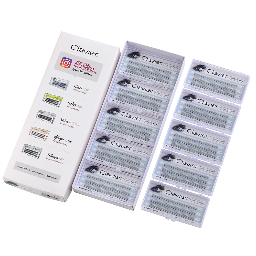 Clavier Classic Wimpern-Set, Verlängerung, natürlich weicher, dick, lange falsche Wimpern, individuelle Wimpernklumpen, 10 Boxen pro Set Image