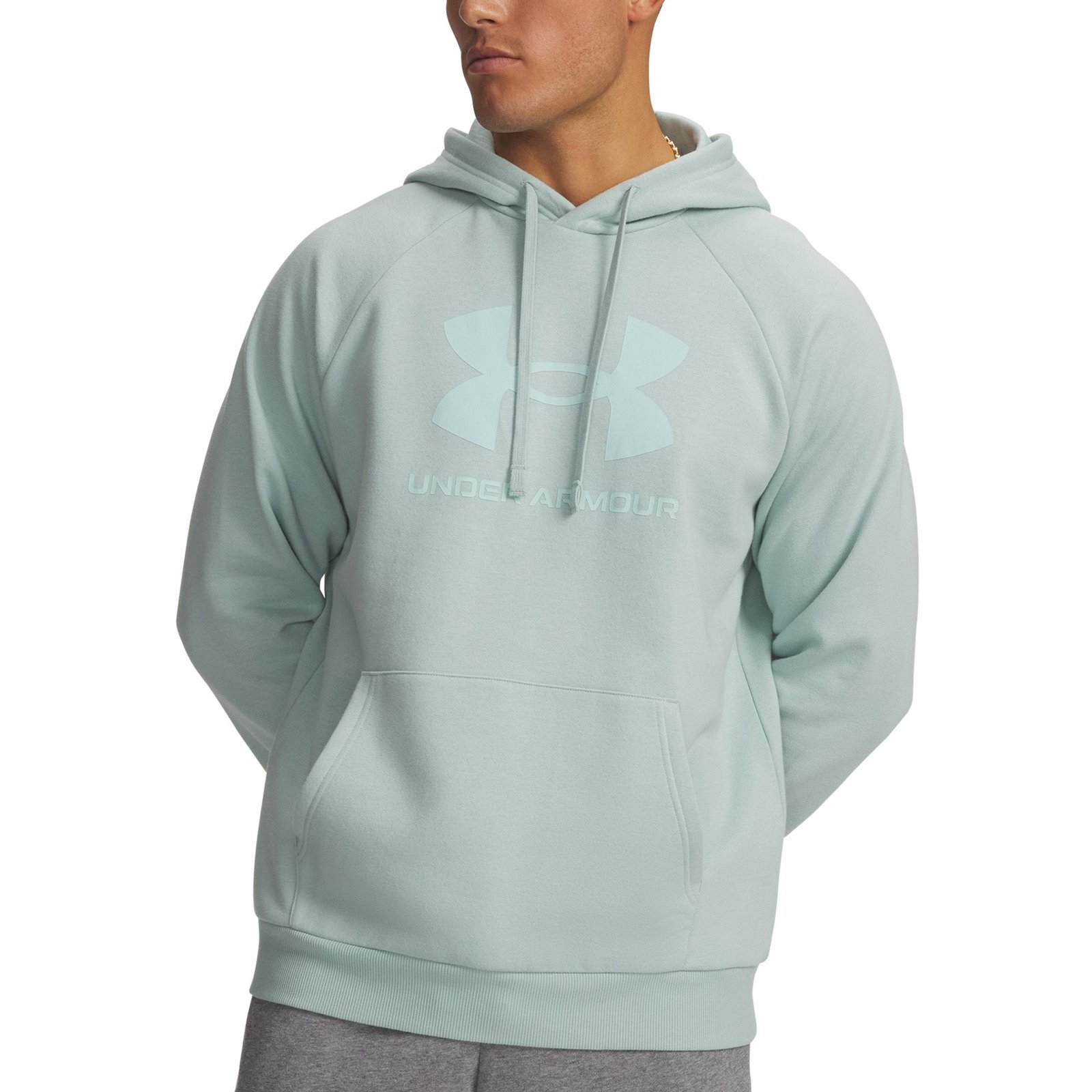 Under Armour Men's Rival Fleece Logo Hoodie (Size XL) Enamel Blue/Refresh Mint, Cotton,Polyester