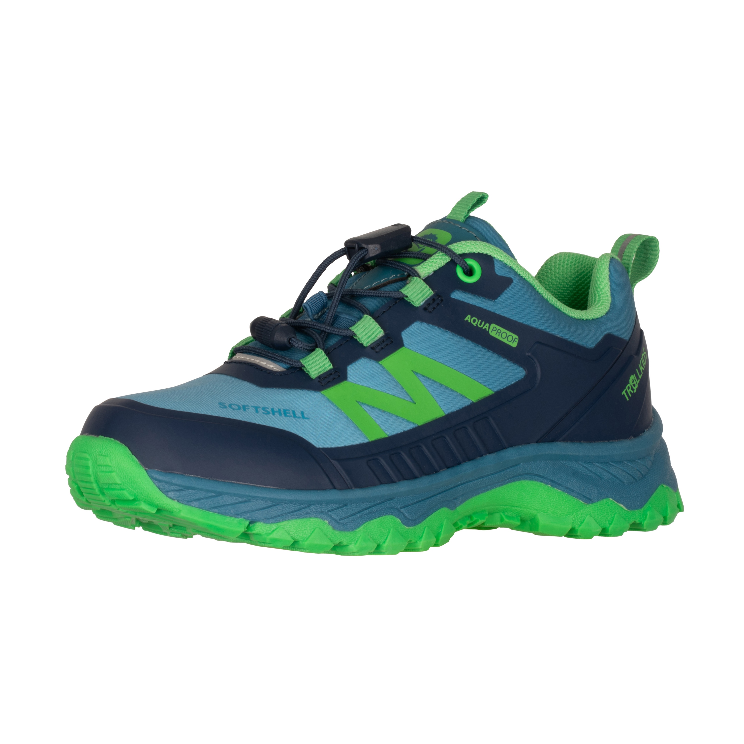 Outdoorschuh TROLLKIDS "KIDS SIRDAL HIKER LOW", Kinder, Gr. 32, mystic blau, fresh grün, Synthetik, Schuhe Outdoorschuh, wasserdicht