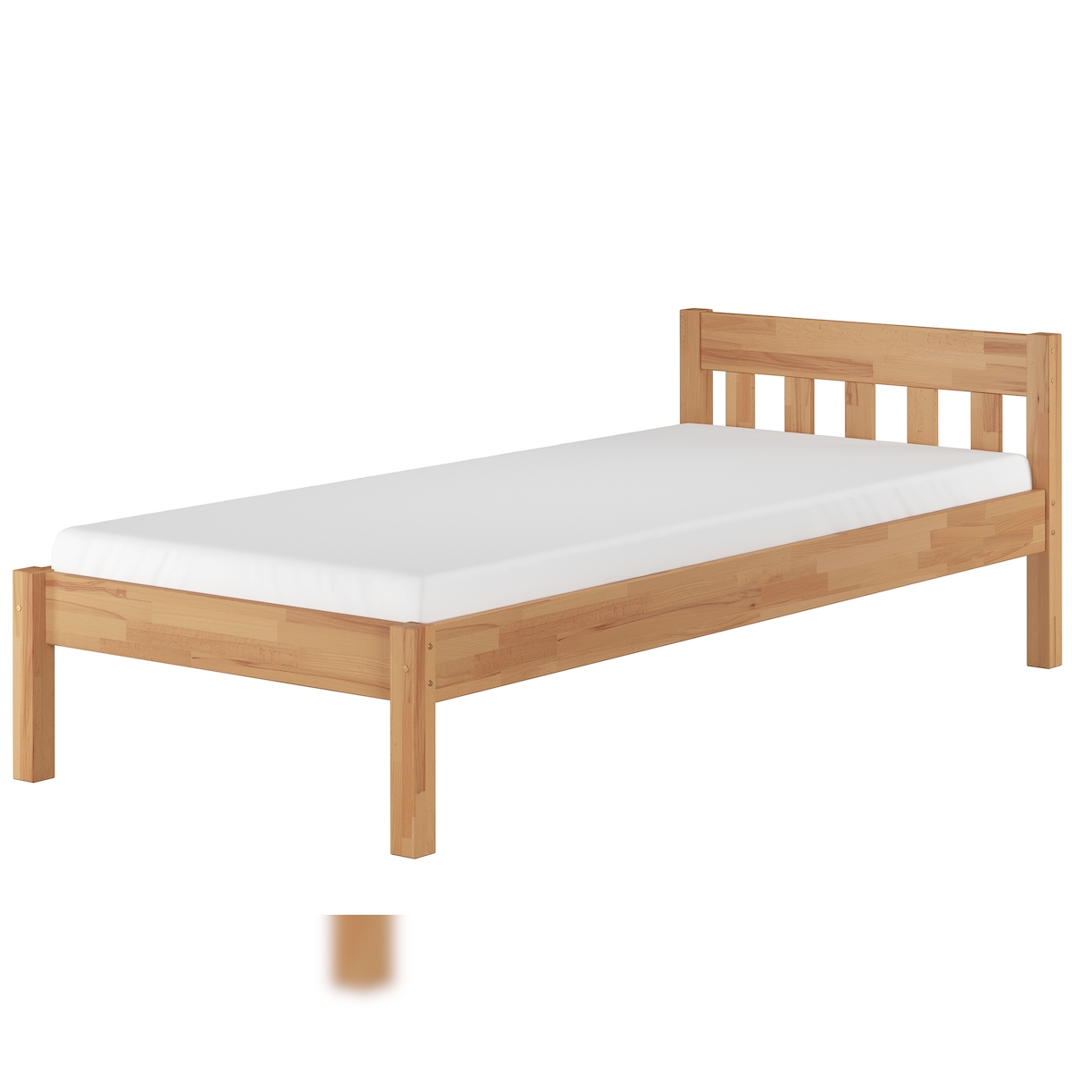 Erst-Holz Überlanges Holzbett Massivholzbett 90x220 Buche Zubehör wählbar V-60.83-09-220 Rollrost und Matratze inkl. Image