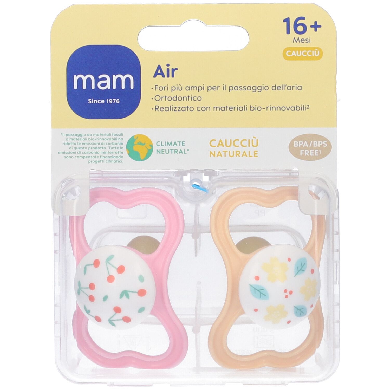 Mam Air Succhietto 16+ Mesi Caucciù Bambina 2 Pezzi 1 pz Succhietti