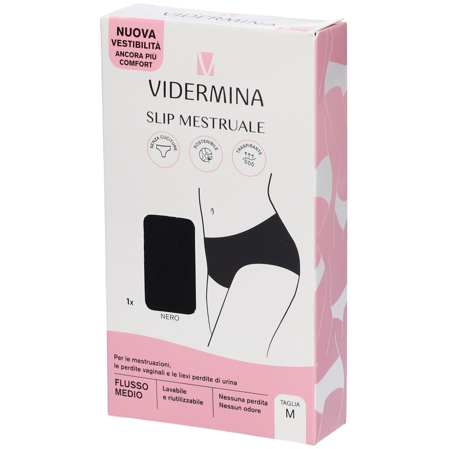 Vidermina Slip Mestruale Alto Colore Nero Taglia M 1 pz Altro