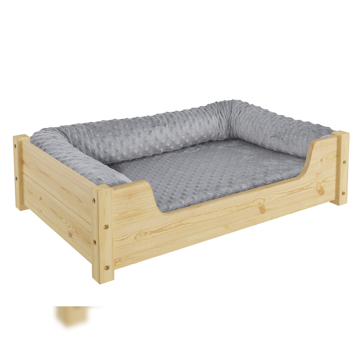 Erst-Holz Kuscheliges Haustierbett 80x50 cm, Kiefer natur V-30.32-K-80x50 mit Rollrost Polster und Matratze Image