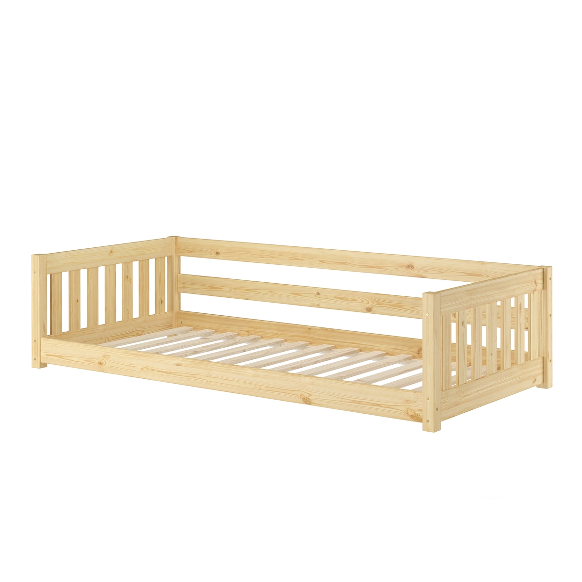 Erst-Holz Niedriges Kinderbett Bodenbett 90x200 Kiefer massiv Zubehör wählbar V-60.28-09 Rollrost inkl. Image