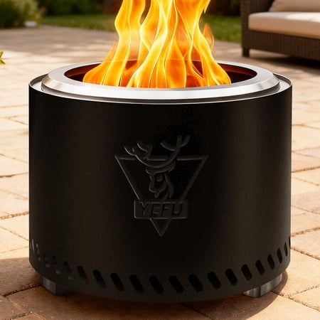 YEFU Smokeless Firepit for Outdoor Portable: 19 Inch Fire Pit with Removable Ash Pan - Outdoor Fire Pit for Wood Burning - Smokeless Firepit with 304 Stainless Steel for Patio Camping Backyard