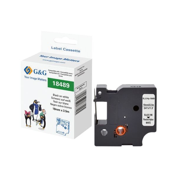 G&G Schriftband ersetzt Dymo 18491 / 18489 19 mm x 3,5 m schwarz, 1.9 cm Image