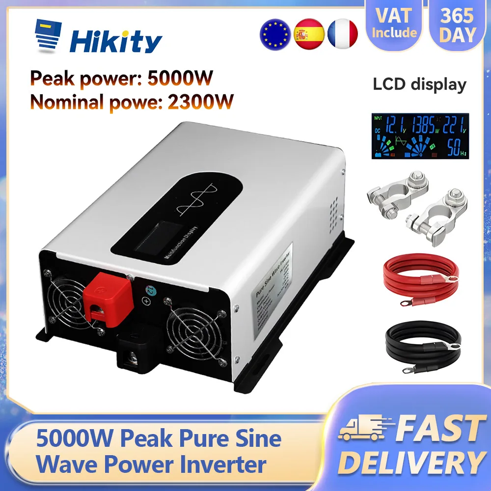 Hikity 3000W 5000W Onduleur à onde sinusoïdale pure 12V CC vers 220V CA, Onduleurs de puissance pour voiture, Onduleur pour batterie solaire