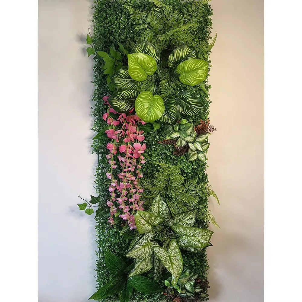 40 * 120 cm 3D-Kunstpflanze Gras Wandpaneel Box Holzzaun Kunstrasen Moos Geeignet für Außen- und Innengärten Image