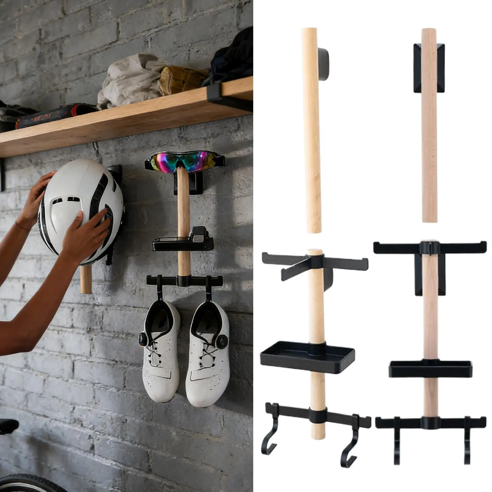 Wandmontierte Aufbewahrungshalterung für Fahrradzubehör Fahrradhelm /Brille /Schuh Display-Aufbewahrungsbügel für Radzubehör Image