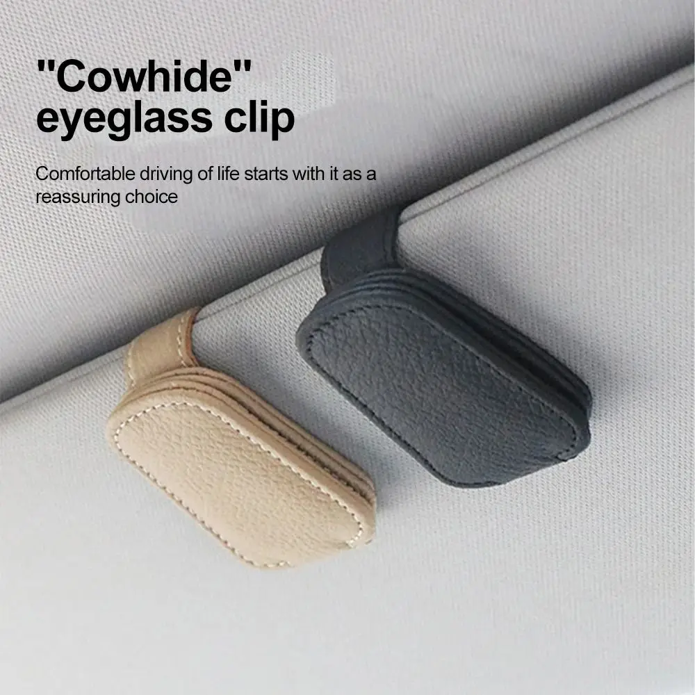 PU Leder Auto Brillen Aufhänger Clip Elastische Anti-scratch Sonnenblende Gläser Clip Auto Sonnenbrille Lagerung Clip Image