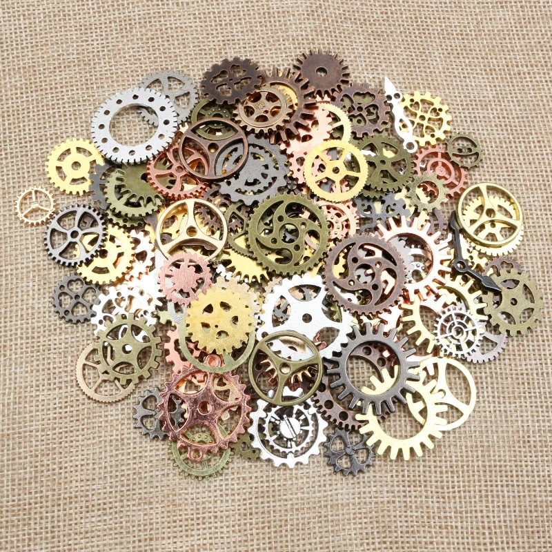 Mix 50pcs Vintage Steampunk Getriebe Anhänger Charms Antike Bronze Silber Überzogene Fit Armbänder Halskette DIY Metall Schmuck Machen
