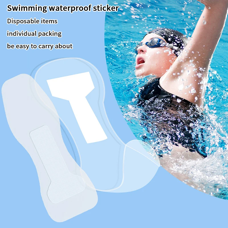 Wasserdichte, selbstklebende, hygienische Einlagen für Badebekleidung und Frauen. Private Patches verhindern Schmutz und Hautreibung beim Schwimmen Image