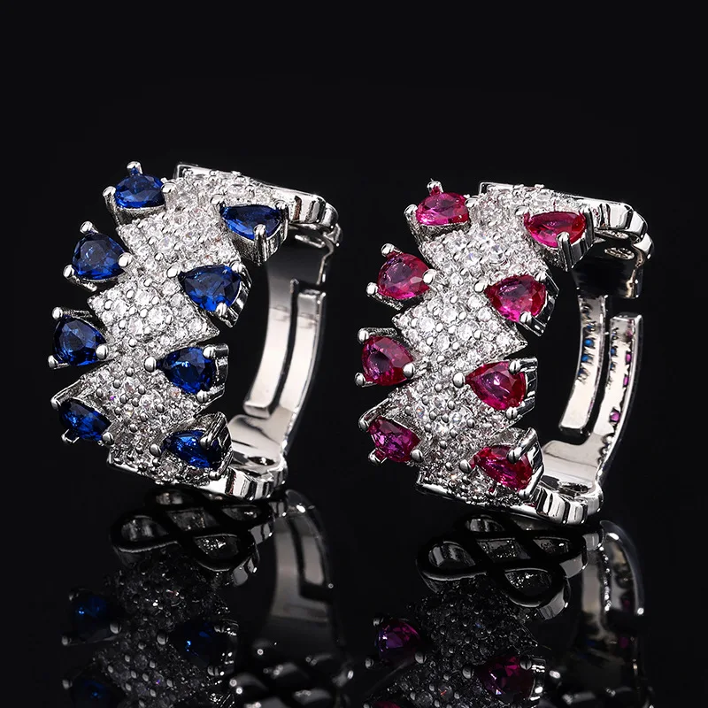 2025, neu in Tansania, Saphir, roter Jade-Edelstein, Retro, verstellbarer Ring, Wassertropfen, Krone, Damenschmuck, hochwertiges Geschenk Image